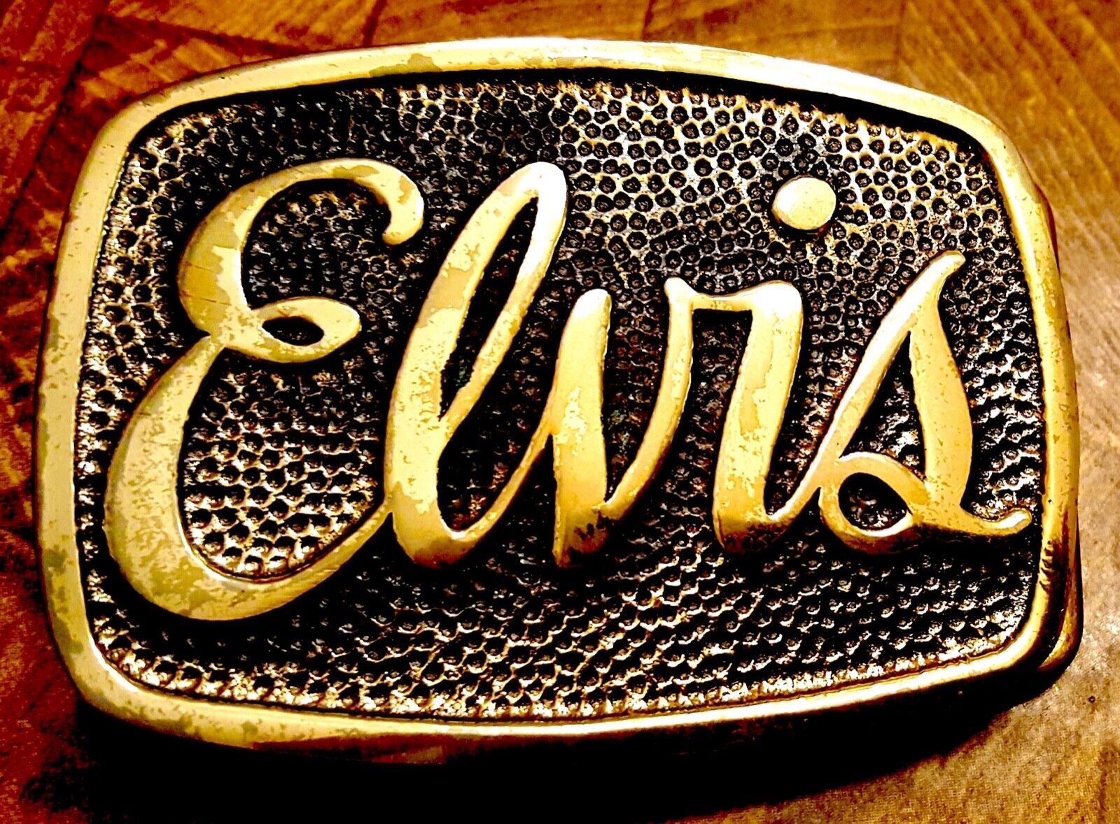 Elvis Presley Vintage Brass Belt Buckle  3 X 2 1/4  Mint Rare Collectible Oop