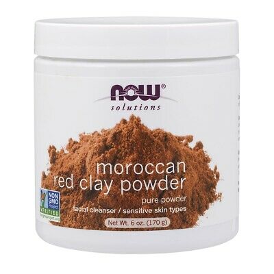 Now 100% Pure Moroccan Red Clay Powder 6 Oz 170g, Facial Detox, Fresh, Usa Made