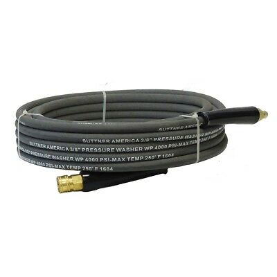 Suttner B3v00383 100' Gray 4000 Psi 3/8" Pressure Washer Hose Qc Socket/plug