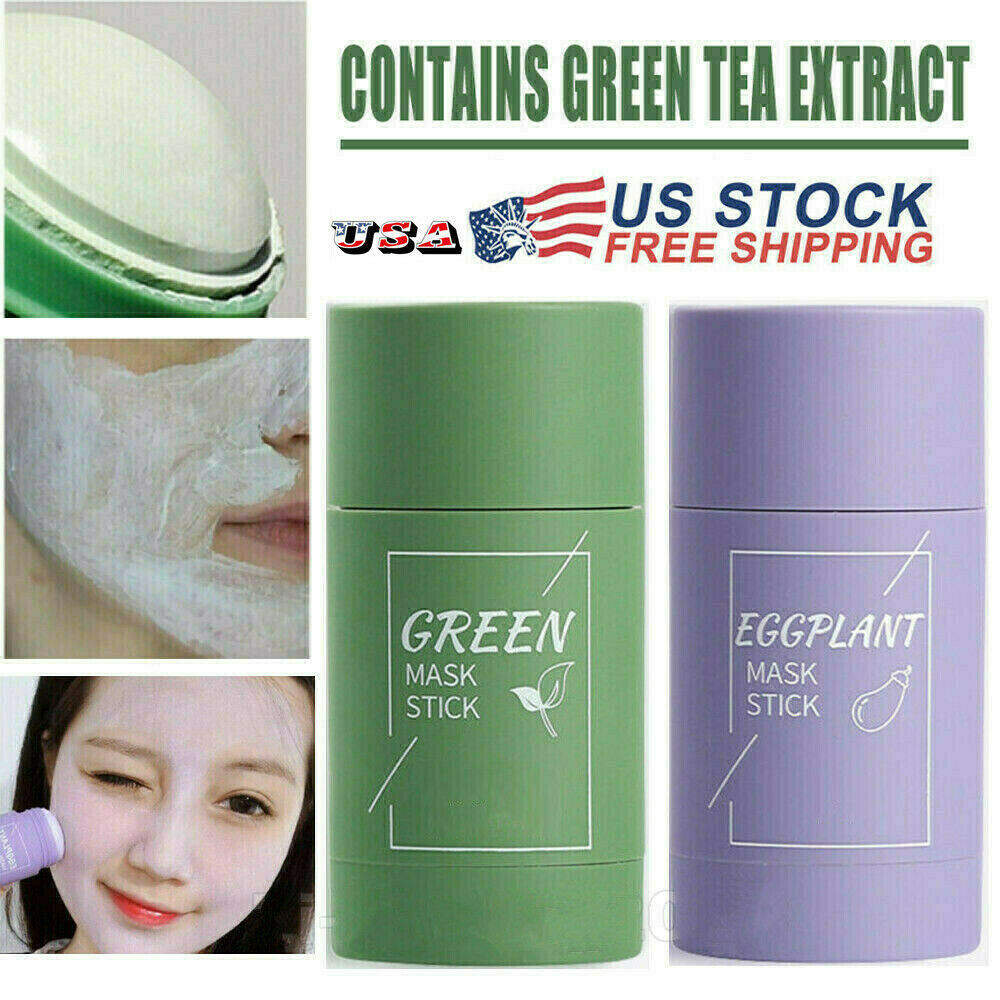 Green Tea Purifying Clay Mask Stick Facial Deep Cleansing Oil Pore Acne Remover.