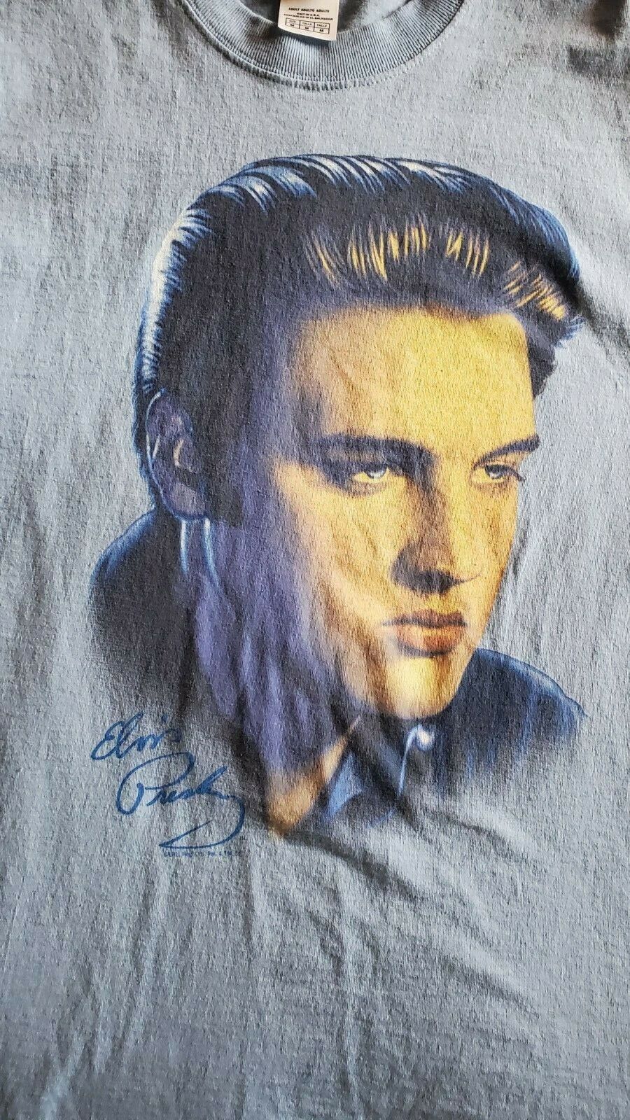 Elvis Presley Portrait Art Light Blue T Shirt Size Medium