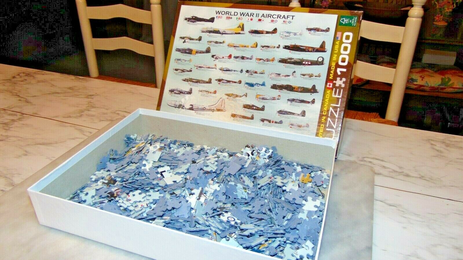 Eurographics World War Ii Aircraft Puzzle Airplane 1000 Piece 19" X 26" Complete