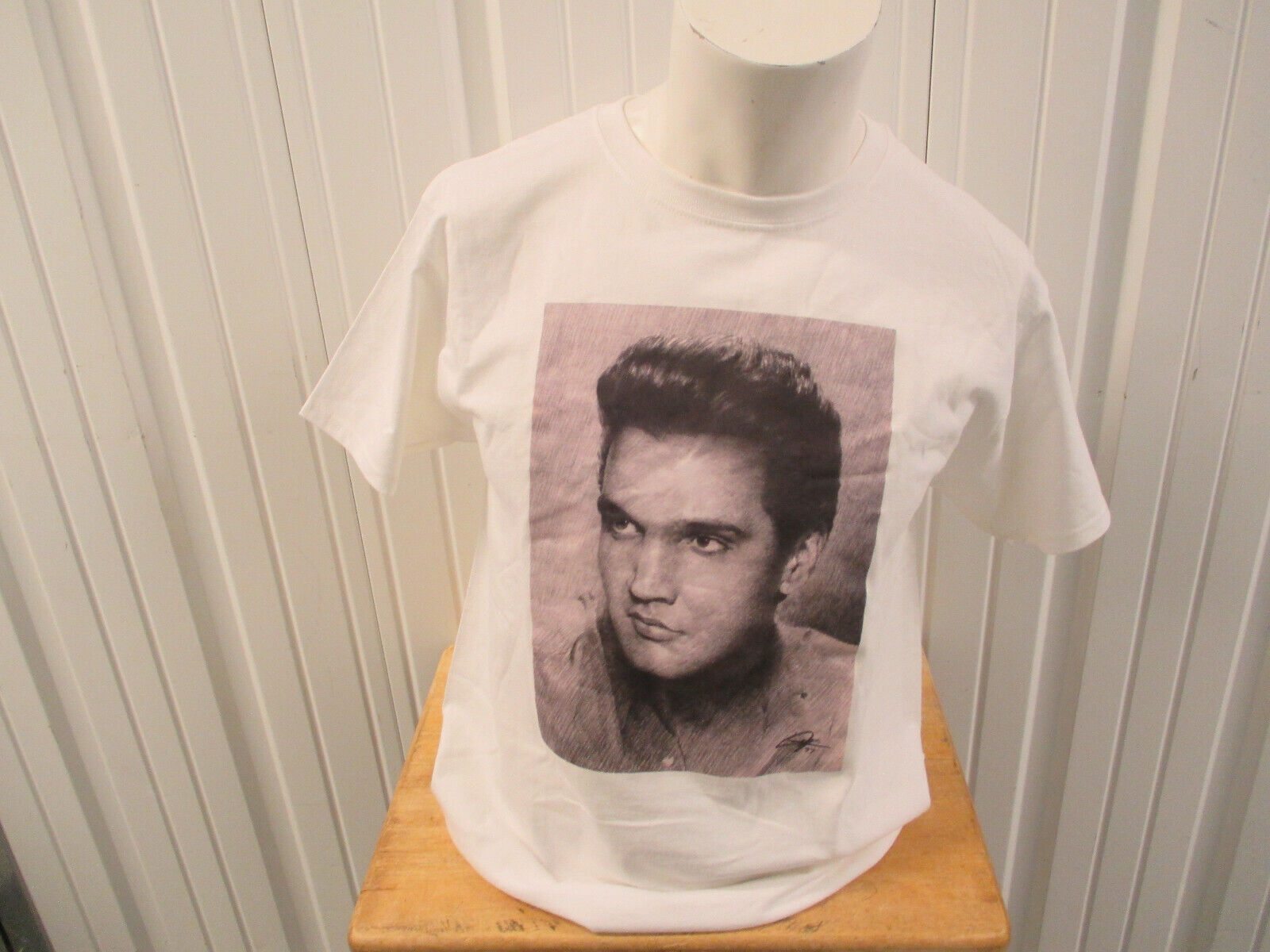 Vintage Hanes Elvis Presley Drawing Medium White T-shirt Preowned