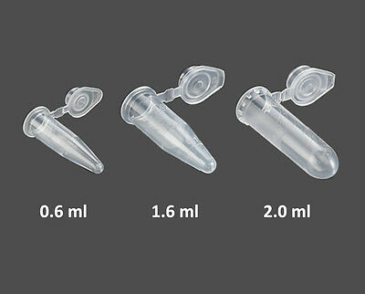 *1000* 1.6ml Conical Bottom Micro Centrifuge Tubes W/attached Caps Clear