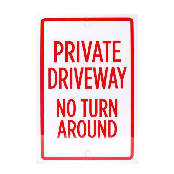 Private Driveway No Turn Around 17.5" Weather Uv Rust-resistant Metal Sign