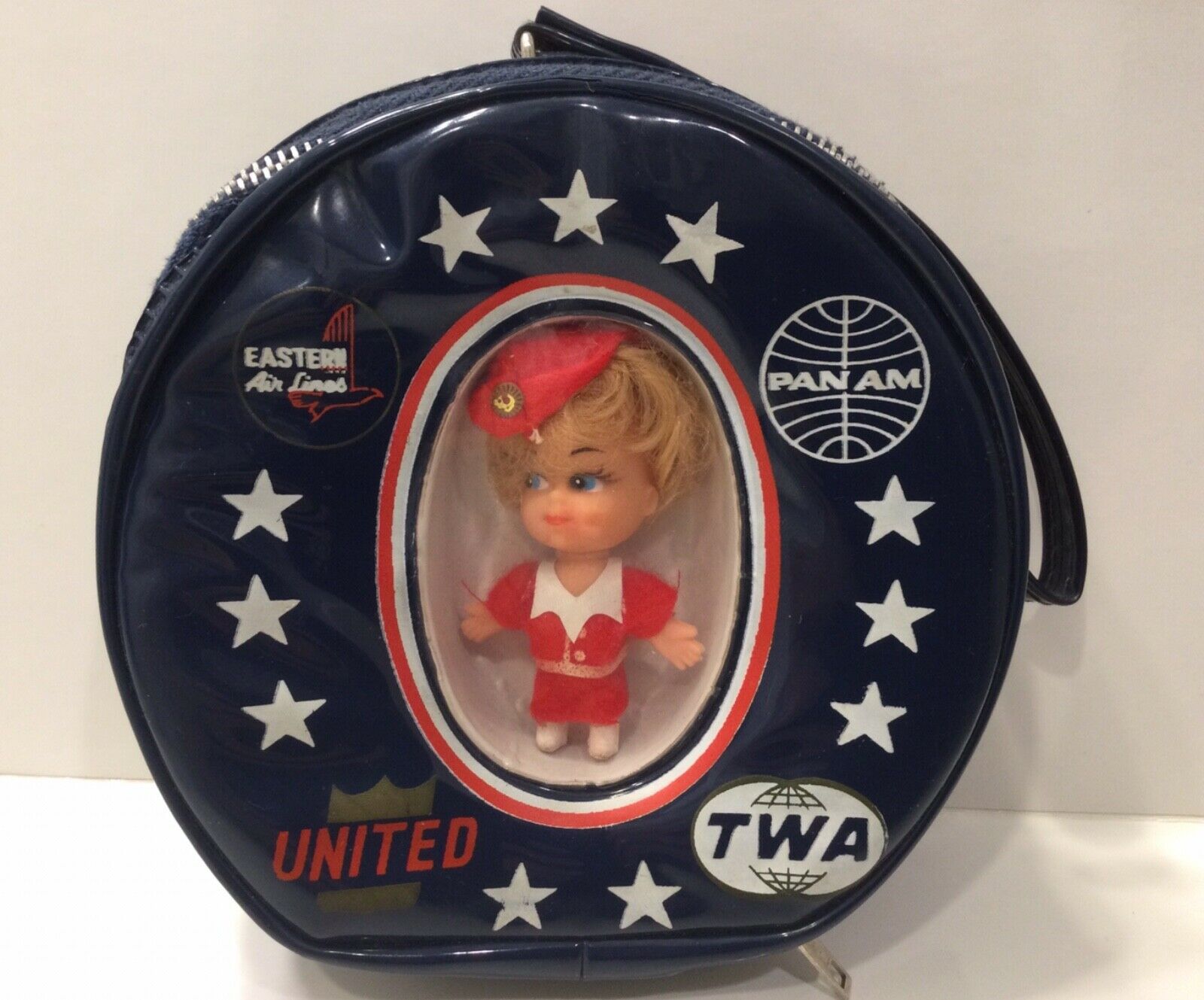 Liddle Kiddle Clone Airline Stewardess Doll & Bag Purse Pan Am Twa United 1960's