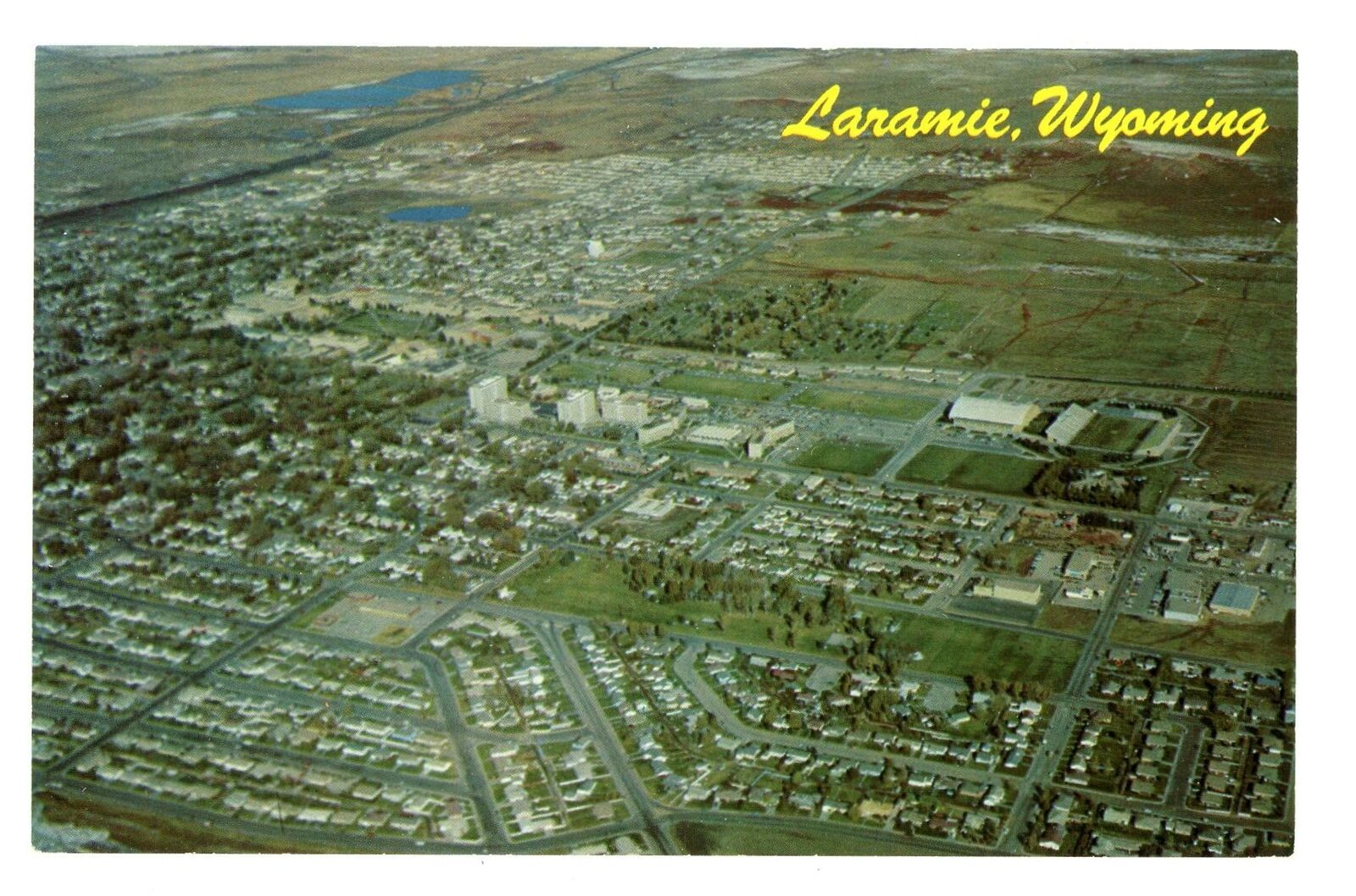 Color Postcard Of Aerial Of Laramie Wyoming