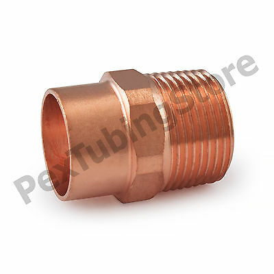 (50) 3/4" C X 3/4" Male Npt Threaded Copper Adapters
