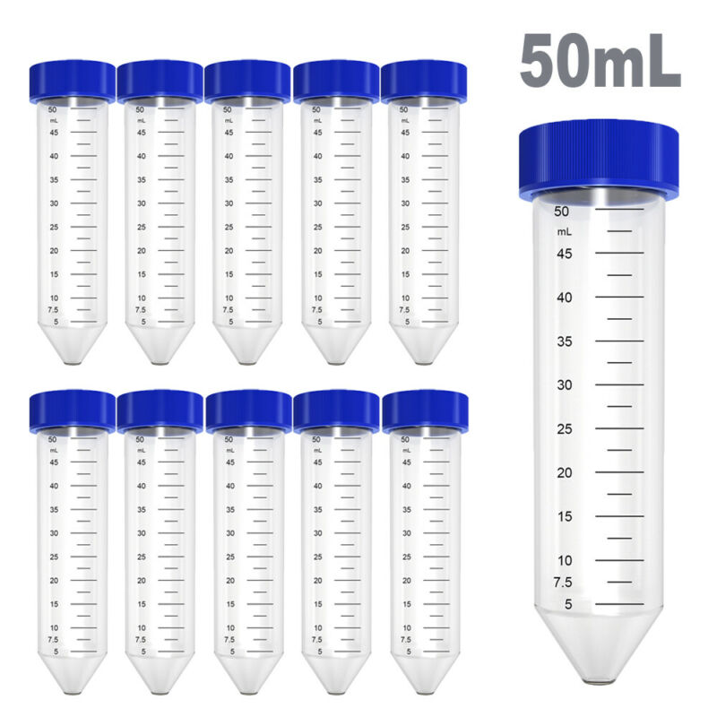25pcs Lab 50ml Conical Pp Centrifuge Tubes Polypropylene Sterile Blue Screw Cap