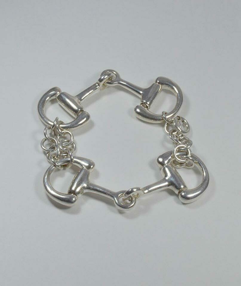 Silver Bracelet With Double Chain And Big Bites For Horse Luce